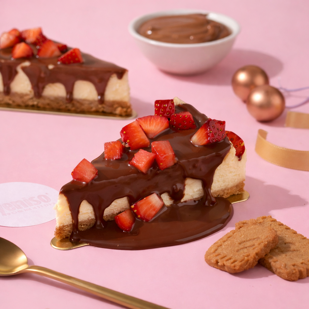 Valentine’s Special Chocolate Drip Cheesecake with Strawberries