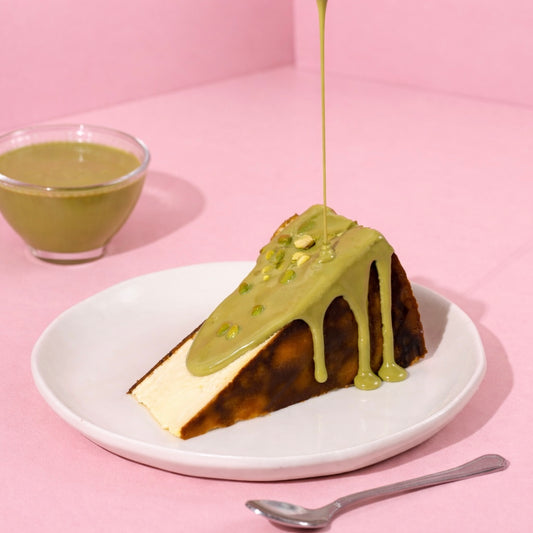 Burnt Basque Cheesecake (SLICE) with Pistachio Sauce