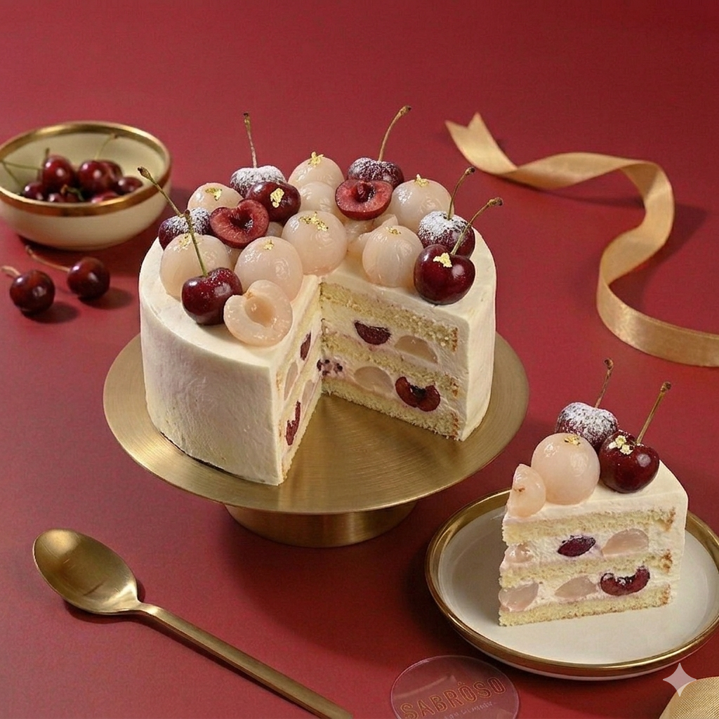 Cherry & Litchi Cake
