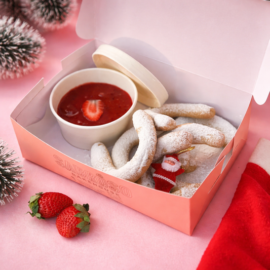 Christmas Kipferl Cookies (with strawberry sauce)