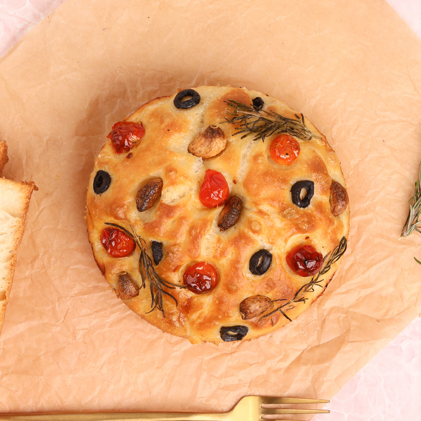 Garlic Rosemary Tomato Focaccia