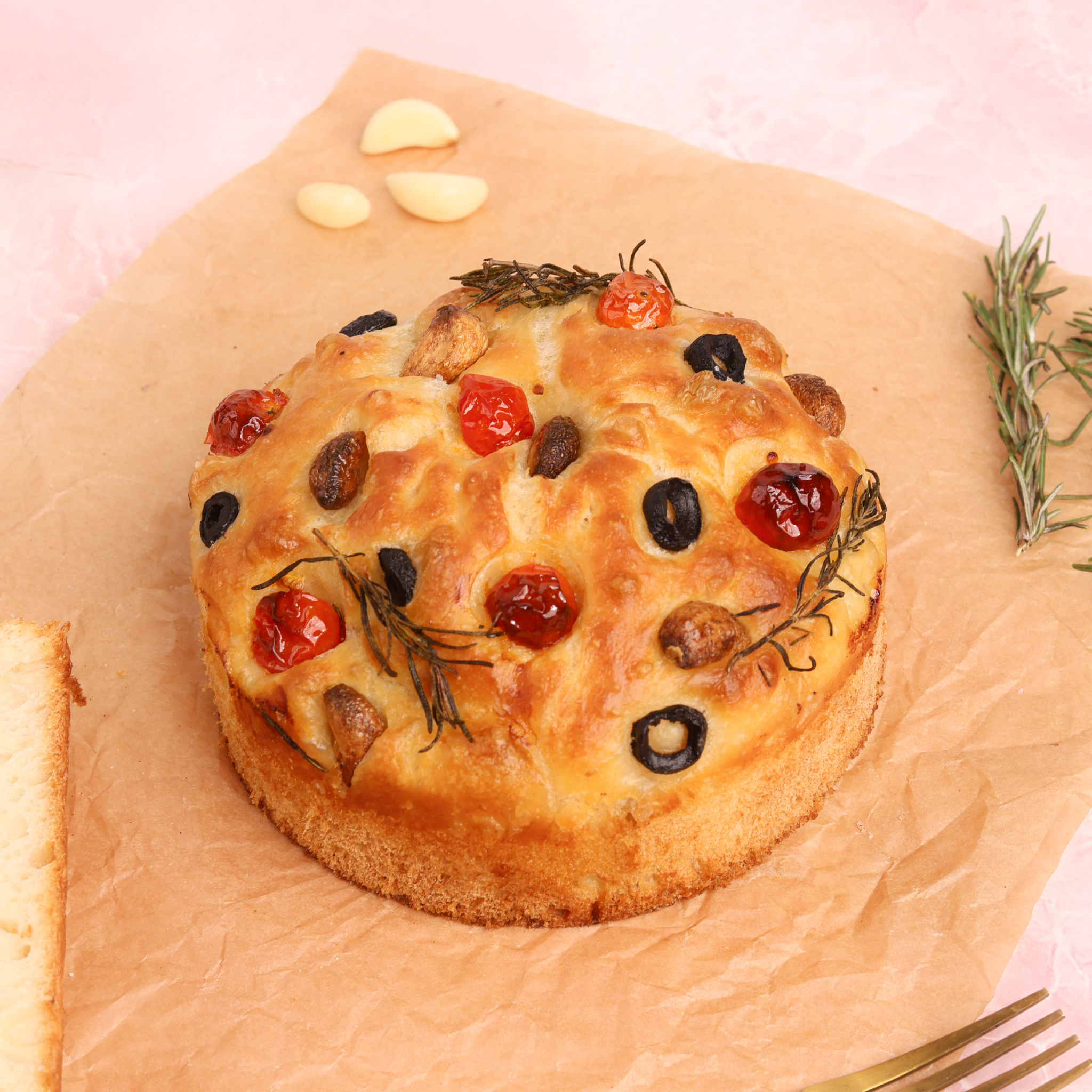 Garlic Rosemary Tomato Focaccia